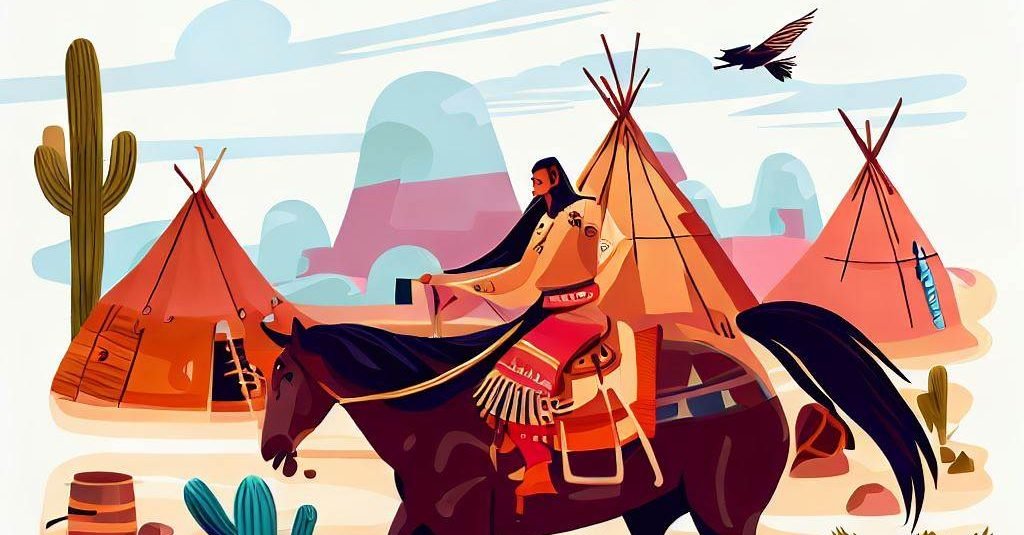 Apache camp with horses