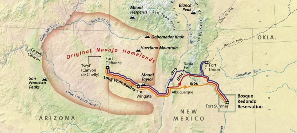 Map of the Navajo Long Walk